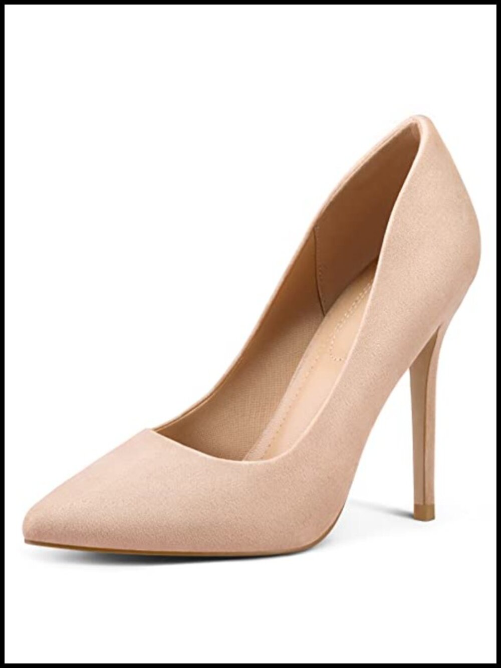 Women's 4IN Stiletto Heels Closed Pointed Toe Suede Pumps Slip On Dress Shoes